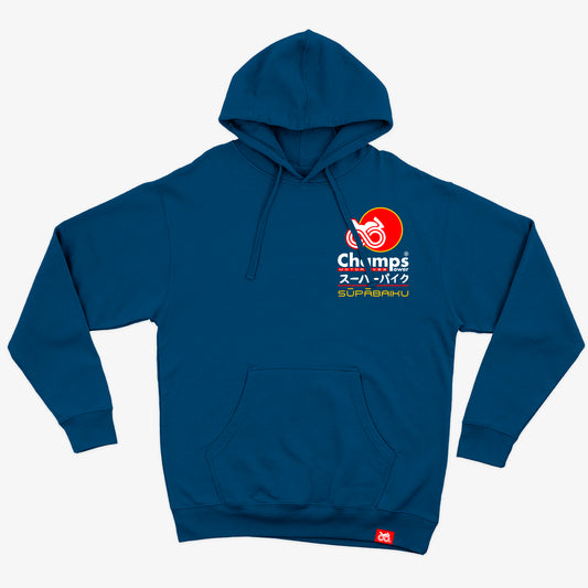 SUDADERA PREMIUM CON CAPUCHA CHAMPS SUPABAIKU BLUE